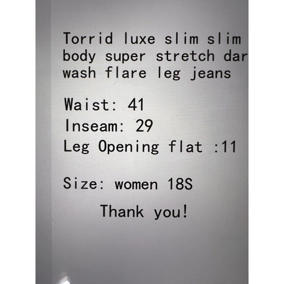 Torrid Luxe Slim Boot Jeans Super Stretch Dark Wash Wide Leg Flare Womens 18S - Picture 11 of 11